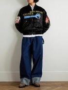 Wacko Maria - Neck Face Embroidered Satin Bomber Jacket - Black