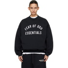Fear of God ESSENTIALS Black Varsity Crewneck Sweatshirt