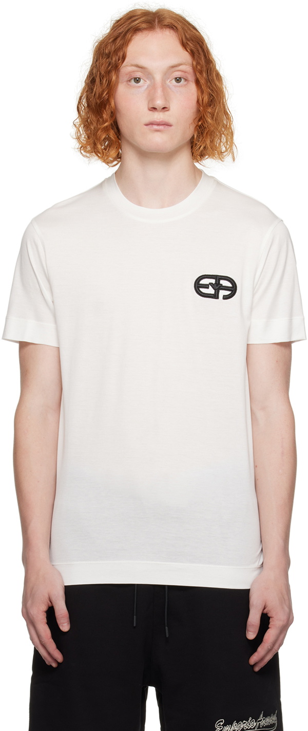 Emporio Armani White Embroidered T-Shirt