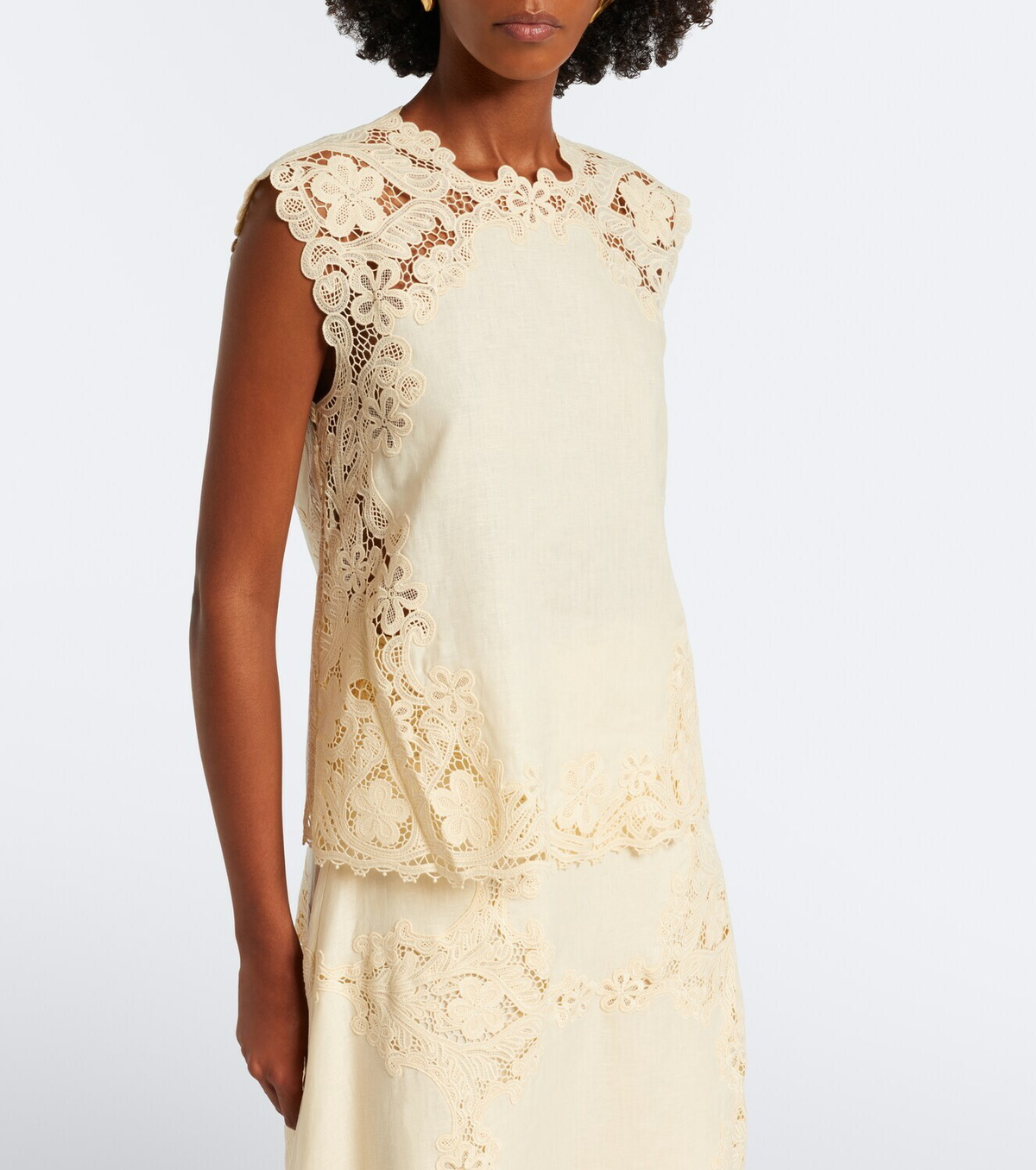 Ulla Johnson Amelie crochet-trimmed linen top