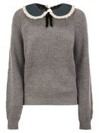 MC2 Saint Barth Calia - Ribbed Jumper With Velvet Collar And Bow