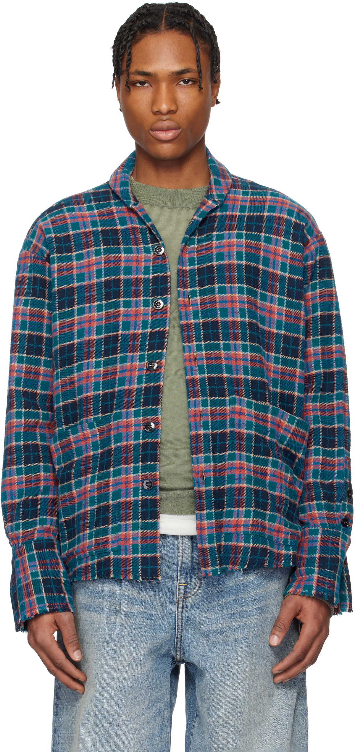 Greg Lauren Multicolor Boxy Plaid Shirt Greg Lauren
