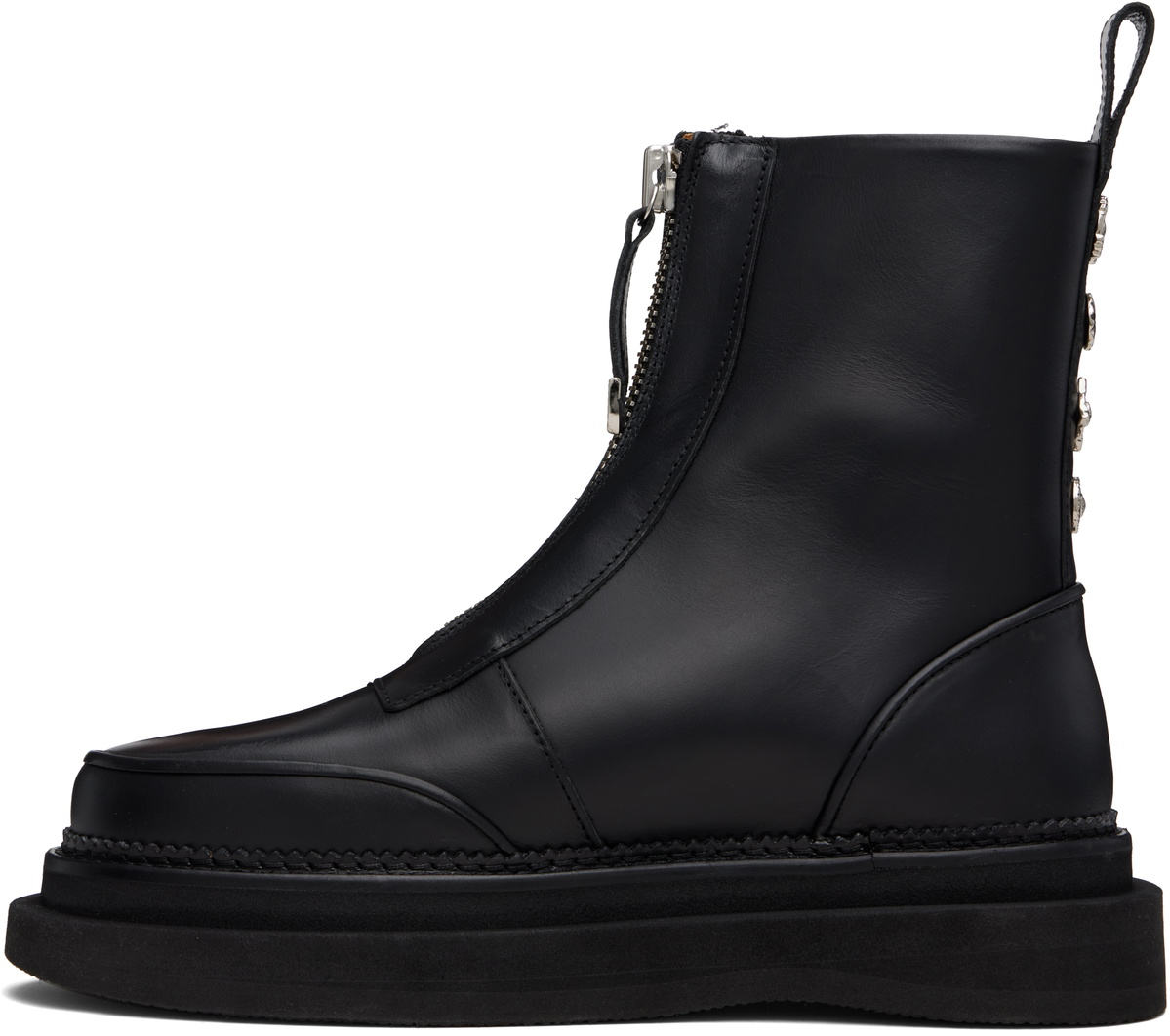 Toga Virilis Black Leather AJ1430 Zip-Up Boots Toga Virilis