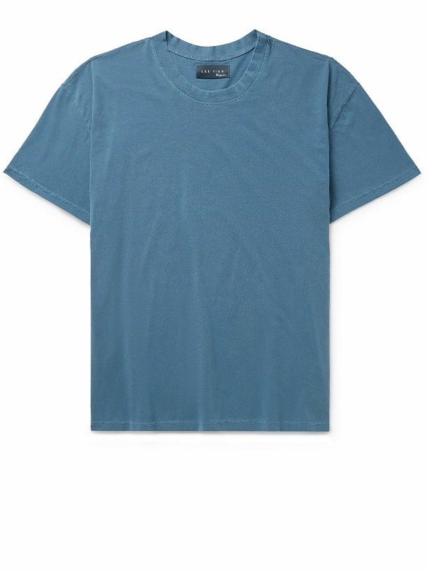 Photo: Les Tien - Garment-Dyed Cotton-Jersey T-Shirt - Blue