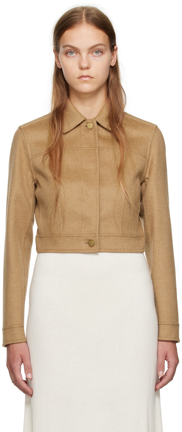 Max Mara Tan Cropped Biker Jacket