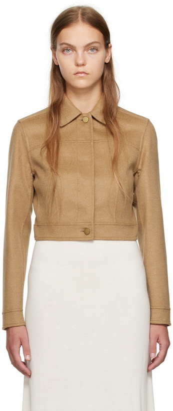Photo: Max Mara Tan Cropped Biker Jacket