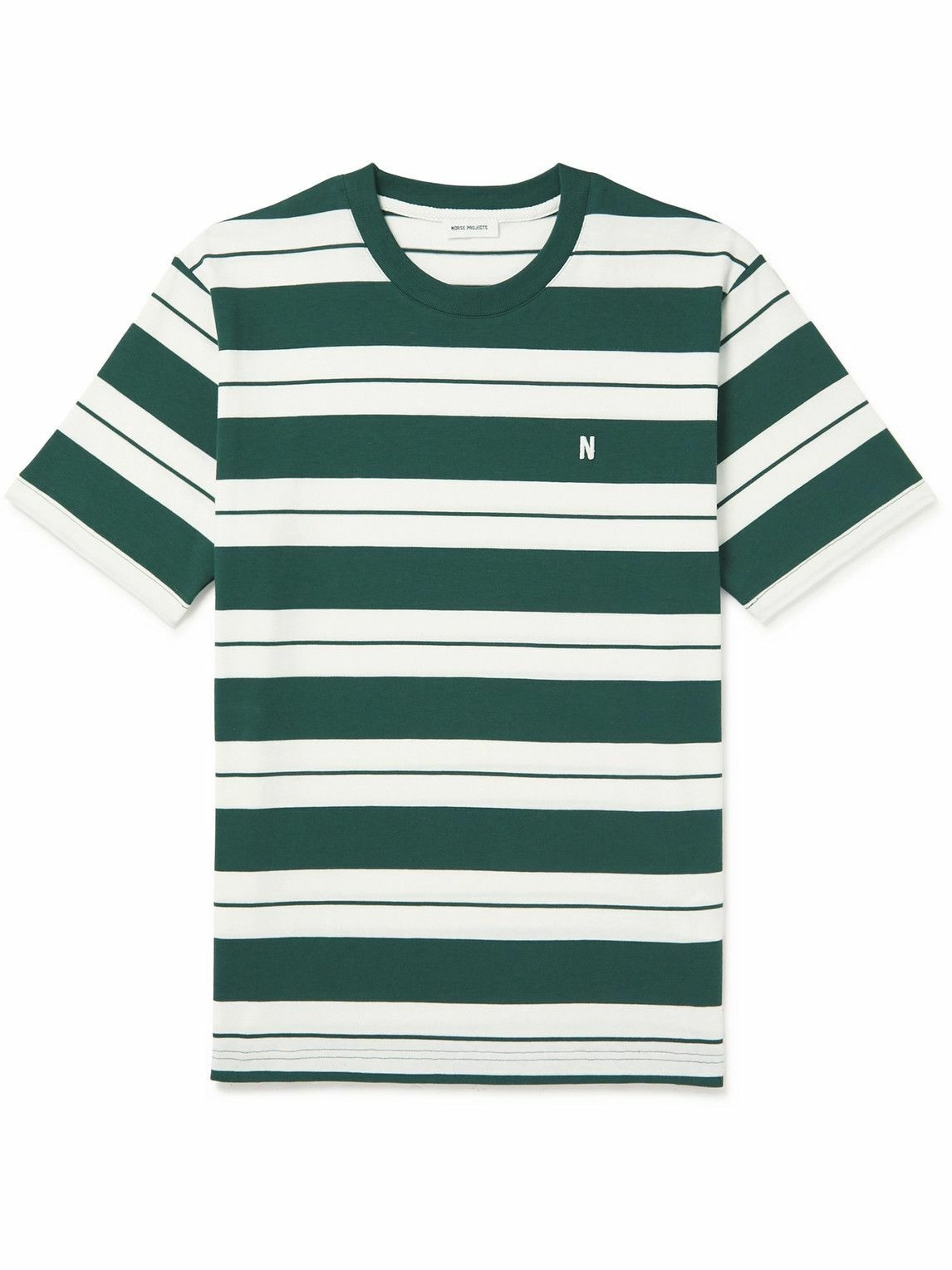 Norse Projects - Johannes Striped Logo-Embroidered Cotton-Jersey T ...
