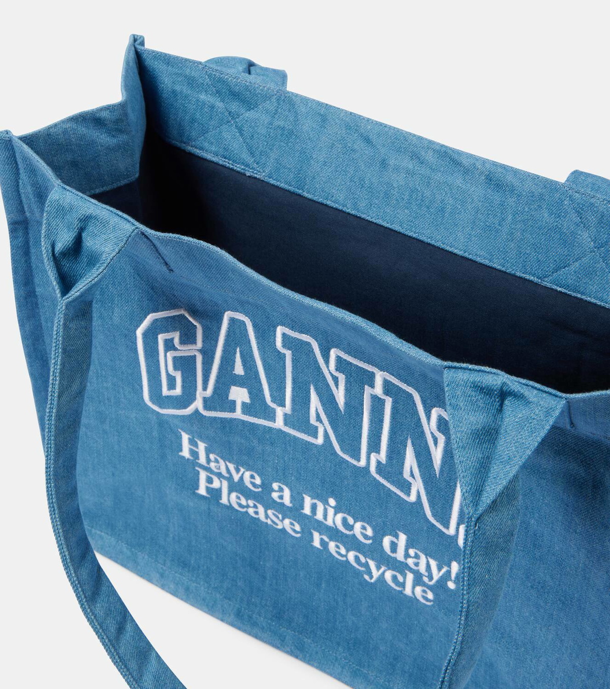 【送料&関税込】Ganni Denim Logo Tote Bag With 9 Ganni Large Easy Denim Tote Bag