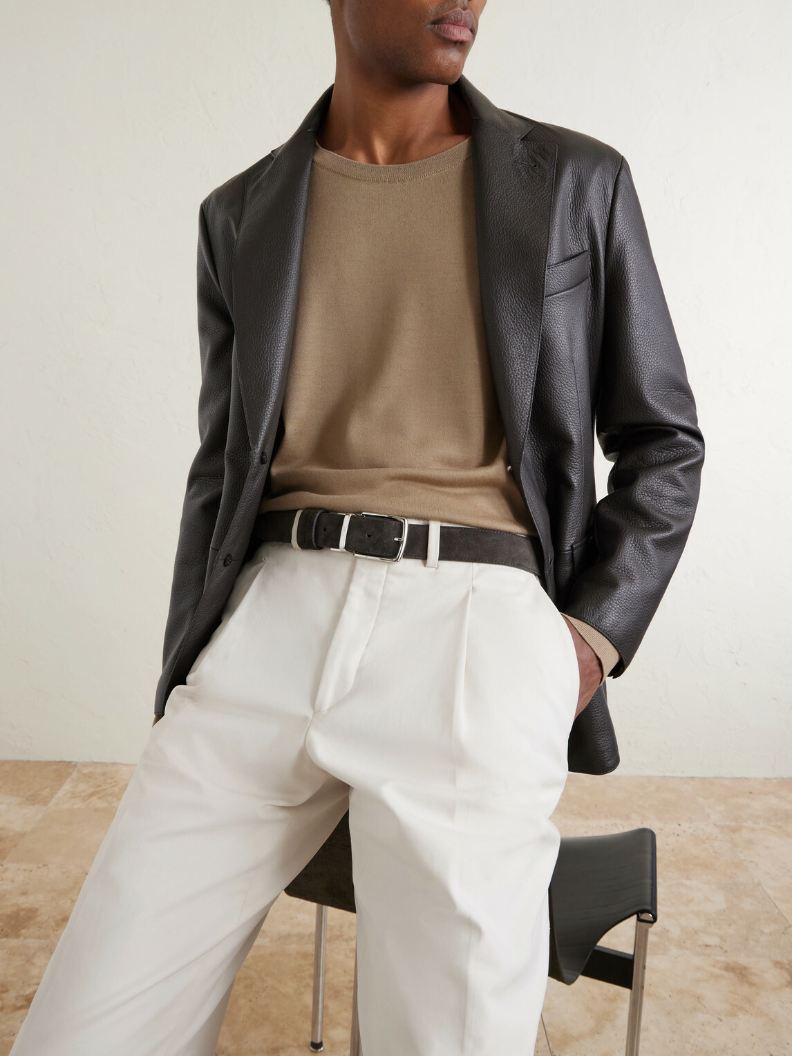 Mr P. - 3.5cm Reversbile Suede and Full-Grain Leather Belt - Brown