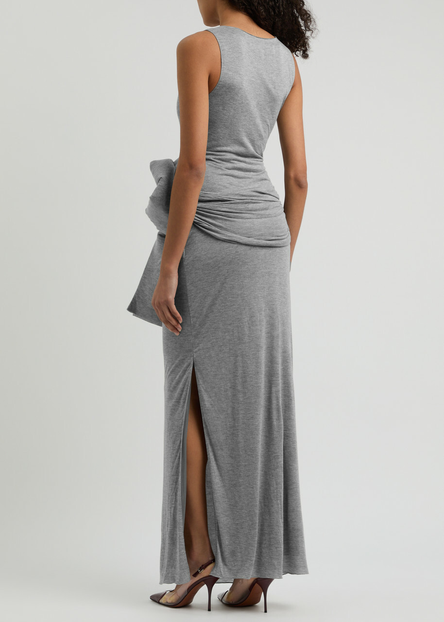 JW Anderson Bow-embellished Jersey Maxi Dress Light Grey JW Anderson