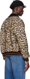 Valentino Beige & Black Wool Drape VGold Bomber Jacket