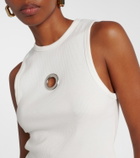 Rabanne Embellished cotton-blend tank top