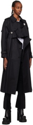 sacai Black Pleated Trench Coat
