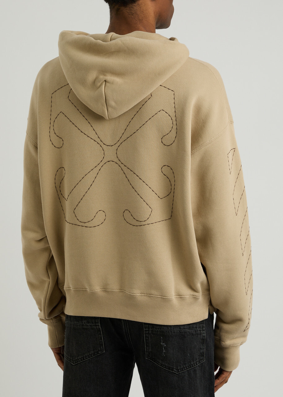 Off-white Skate Hooded Cotton Sweatshirt Tan