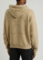 Off-white Skate Hooded Cotton Sweatshirt Tan