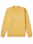 SAINT LAURENT - Logo-Embroidered Cotton-Jersey Sweatshirt - Yellow