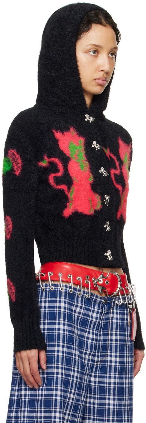 Playful Little Devil Print Knit Cardigan