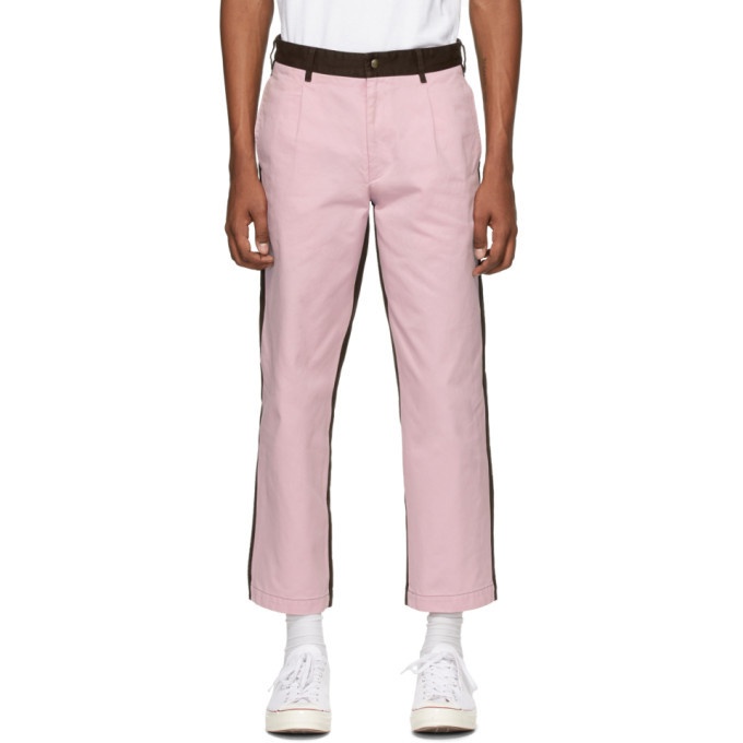 Photo: Noah NYC Pink and Brown Single-Pleat Chino Trousers