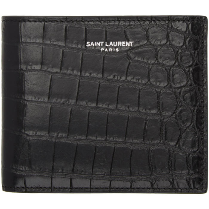 Photo: Saint Laurent Black Croc-Embossed East West Wallet 