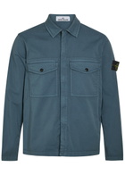 Stone Island Logo-appliquéd Stretch-cotton Overshirt Blue Dark