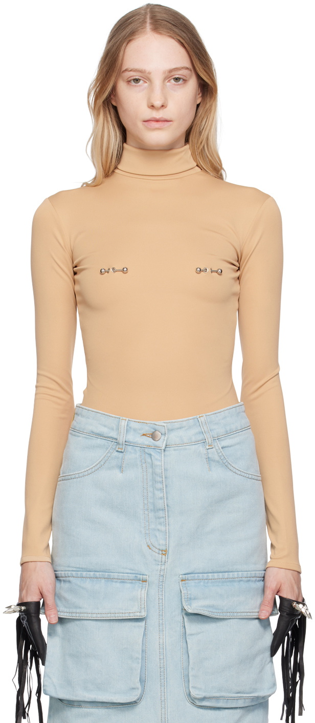 Lado Bokuchava Beige Pierced Turtleneck