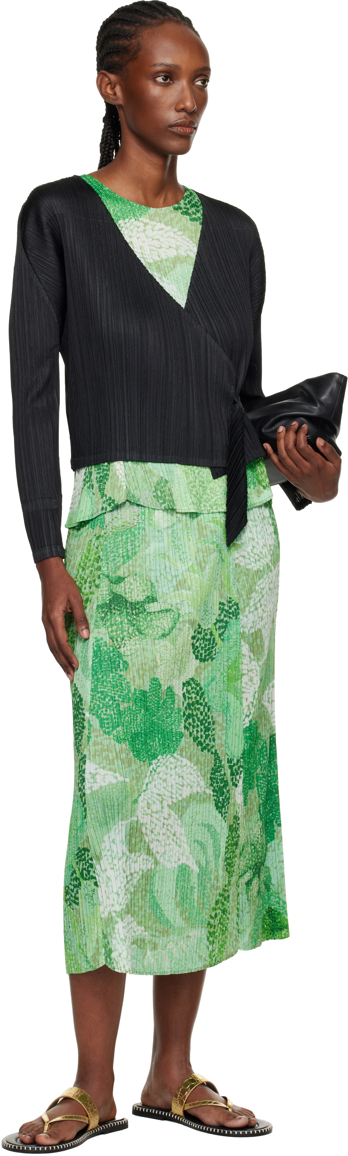PLEATS PLEASE ISSEY MIYAKE Black Facade Cardigan