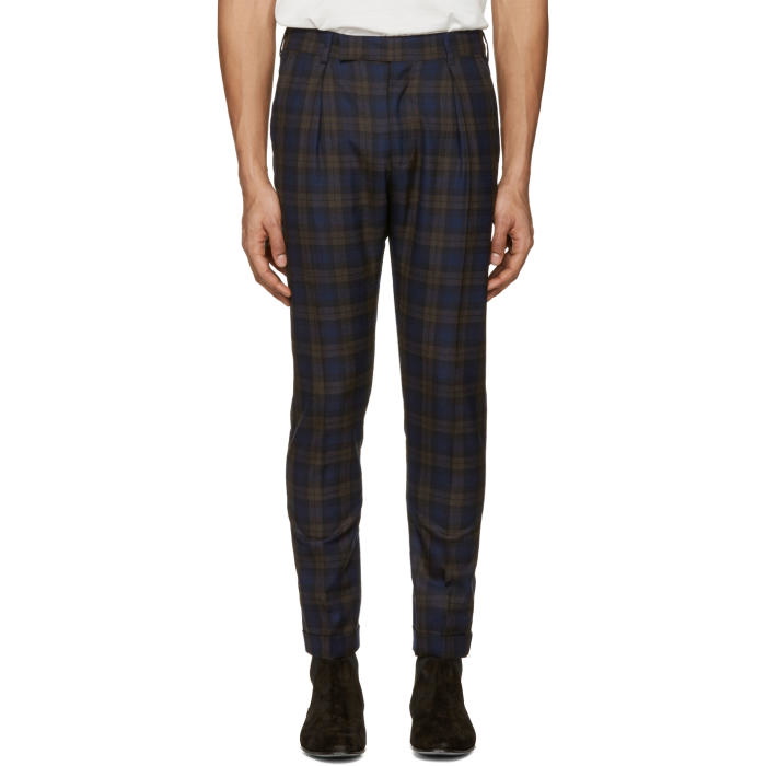 Photo: Paul Smith Navy Plaid Formal Trousers