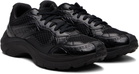 Hugo Black Mesh Faux-Leather Sneakers