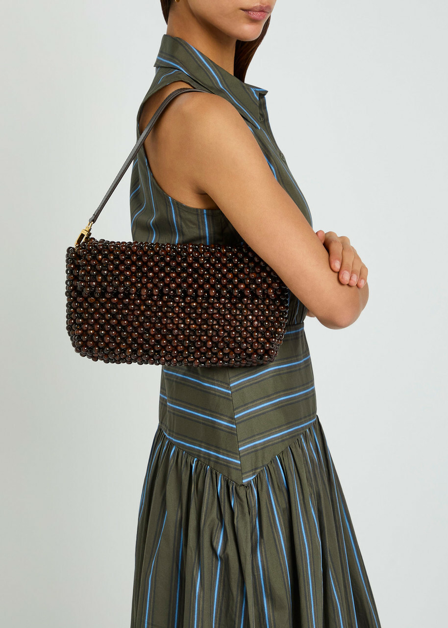 Staud Timmy Beaded Shoulder bag - Dark Brown - One Size