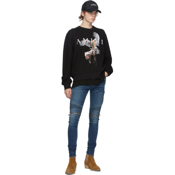 Amiri Black Falcon Crewneck Sweatshirt