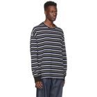 Juun.J Black Stripe Embroidered Long Sleeve T-Shirt