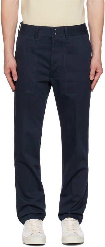 Photo: TOM FORD Navy Creased Trousers