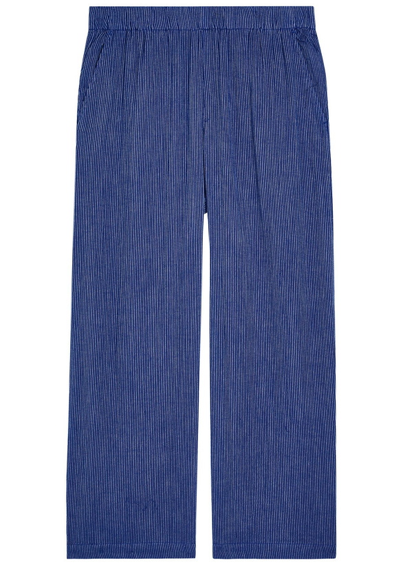 Photo: Eileen Fisher Striped Wide-leg Cotton Trousers Navy