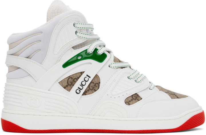 Photo: Gucci White 'Gucci Basket' Interlocking G Sneakers