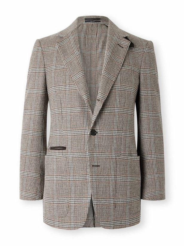 Photo: Dunhill - Glen Prince of Wales Checked Wool and Cashmere-Blend Blazer - Black