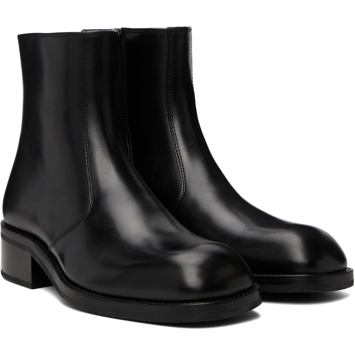 LEMAIRE Black Zipped Ankle Boots