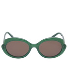 Loewe Eyewear Women's Loewe Slim Sunglasses in Shiny Dark Green/Brown 
