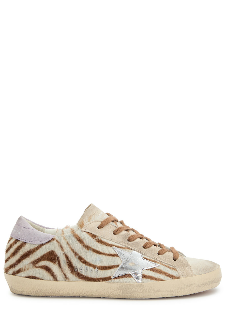 【GOLDEN GOOSE】Superstar Two-Tone Leather Sneakers Golden Goose Super-Star Low-Top Leopard Leather Sneakers