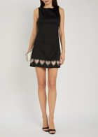 Alice + Olivia Cade Heart Embellished Satin Mini Dress Black