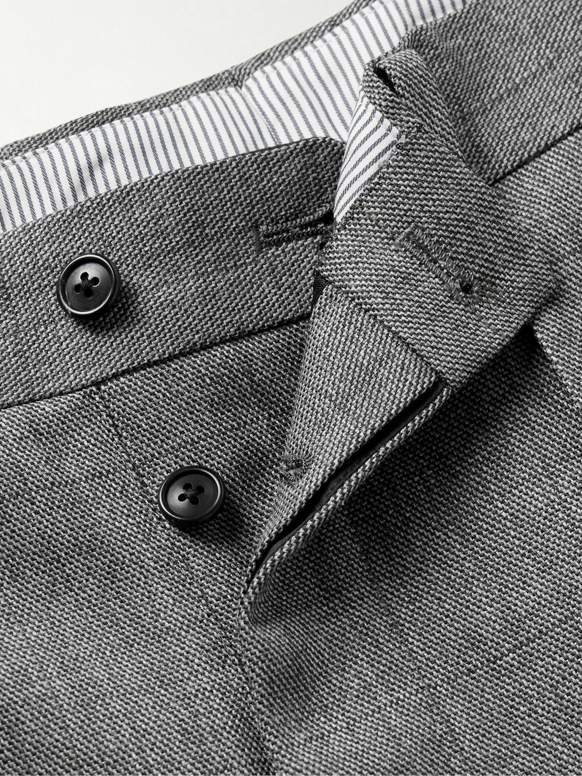 Kaptain Sunshine - Manhattan Straight-Leg Pleated Checked Wool-Gabardine Trousers - Gray