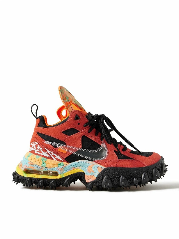 Photo: Nike - Off-White Terra Forma Rubber-Trimmed Canvas and Suede Sneakers - Orange