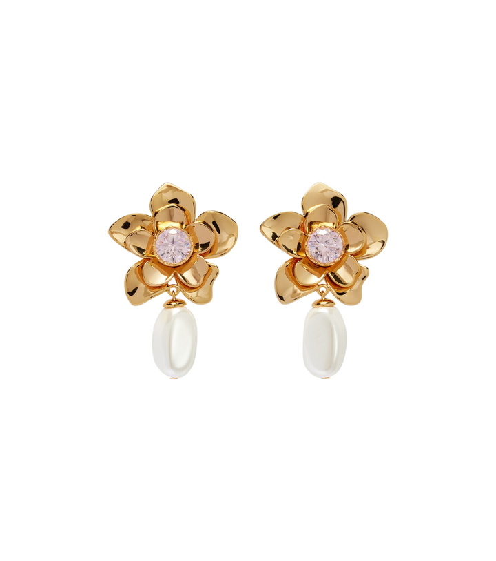 Photo: Self-Portrait Flower embellished drop earrings