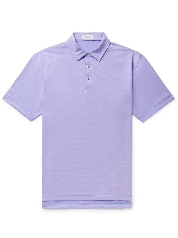 Photo: Peter Millar - Jubilee Striped Tech-Jersey Golf Polo Shirt - Purple