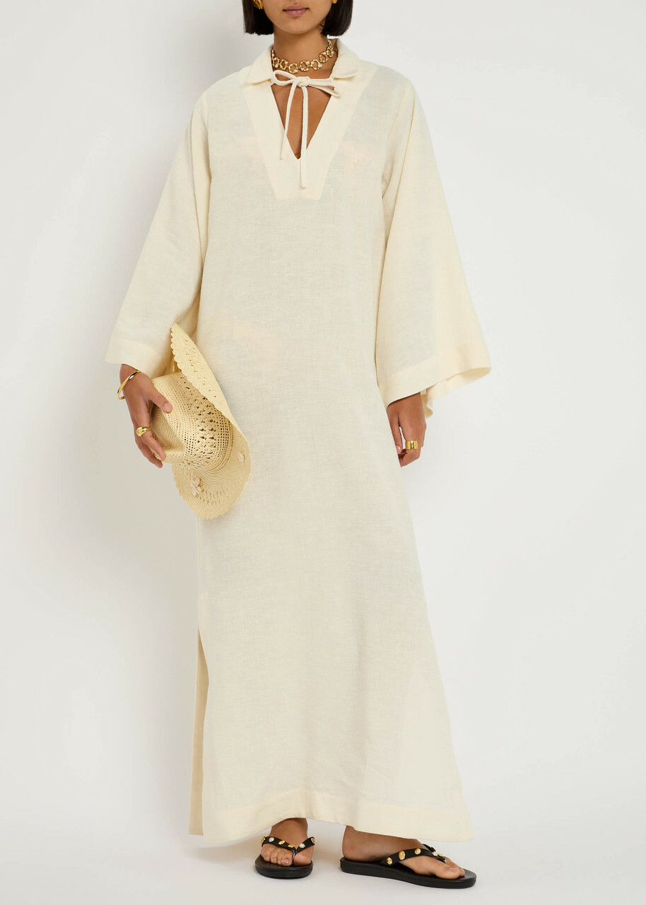 Lisa Marie Fernandez Woven Maxi Kaftan Dress White