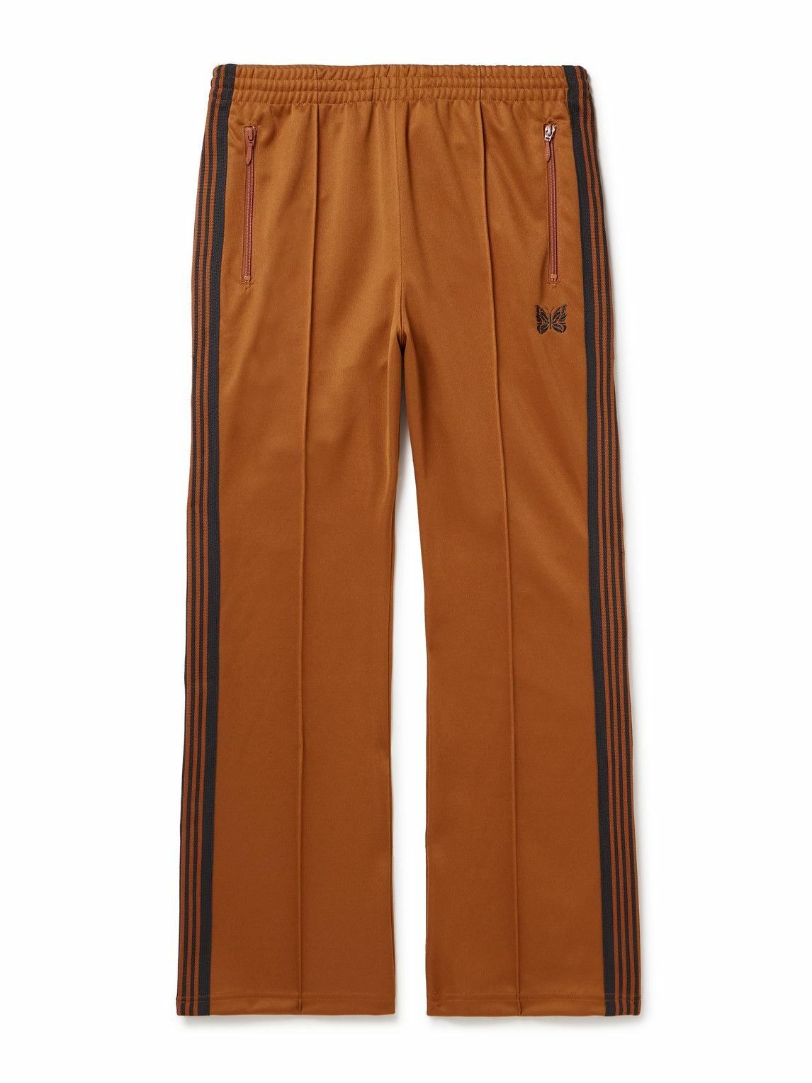 Photo: Needles - Bootcut Webbing-Trimmed Logo-Embroidered Tech-Jersey Track Pants - Orange