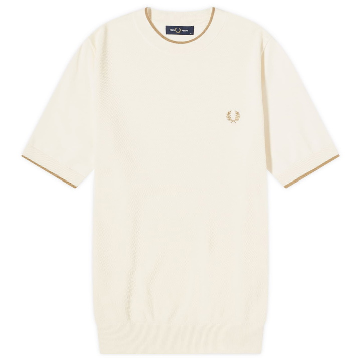 Photo: Fred Perry Men's Textured Knit T-Shirt in Ecru