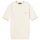 Fred Perry Men's Textured Knit T-Shirt in Ecru