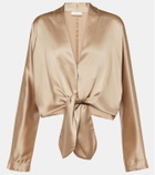 The Sei Tie-front silk satin blouse