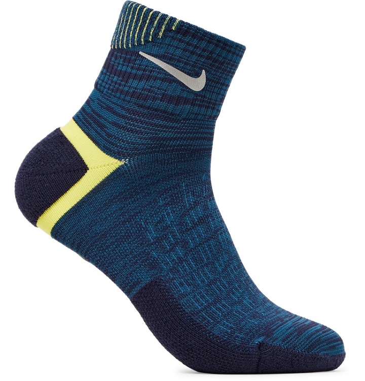 Photo: Nike Running - Elite Cushioned Stretch-Knit Socks - Blue