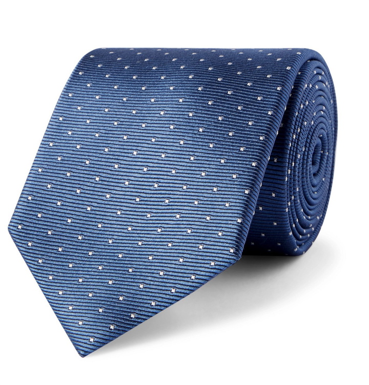 Photo: LANVIN - 7cm Polka-Dot Silk-Jacquard Tie - Blue